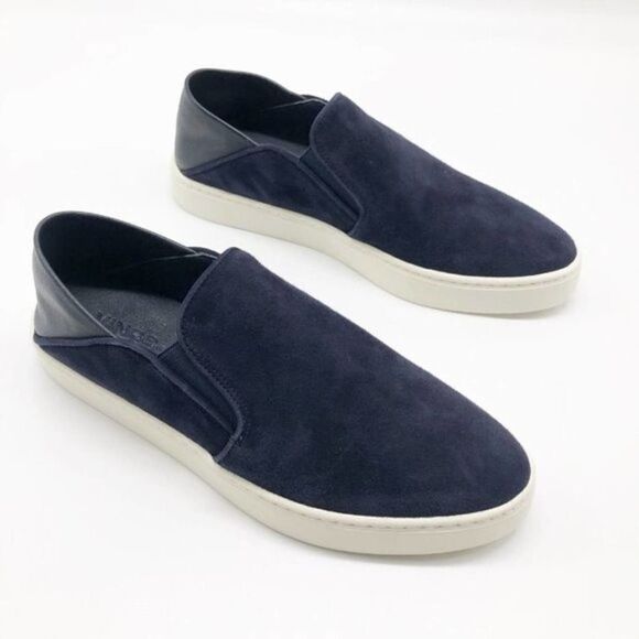 VINCE Garvey Blue Slip-On Suede & Leather Sneakers  - Picture 2 of 10